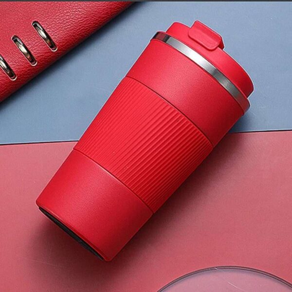 Sleek and practical tumbler with double-walled insulation in red color.
