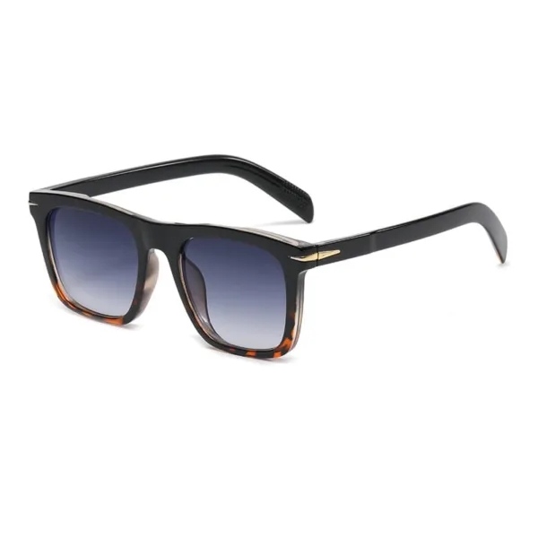 Stylish square leopard-patterned sunglasses with black lenses.