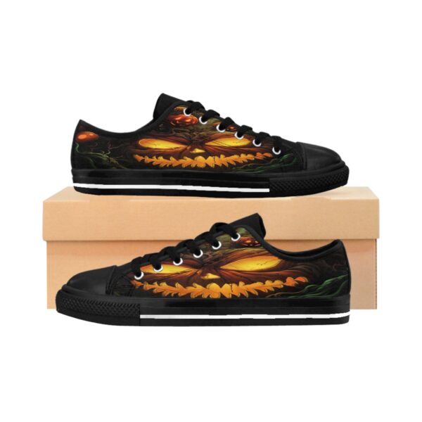 Women's black Halloween sneakers with jack-o'-lantern print